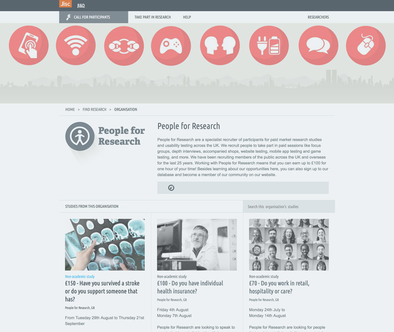 People for Research's organisation page